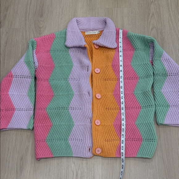 Grace and Emma XS Pastel Chevron Knit Button-Up Cardigan - Picture 4 of 7